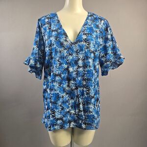 MICHAEL Michael Kors Blue Floral Blouse R15